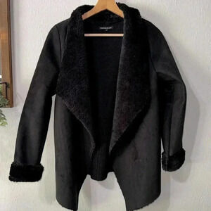 Madison & Lola Faux Fur and Suede Trim Cardigan Size Medium